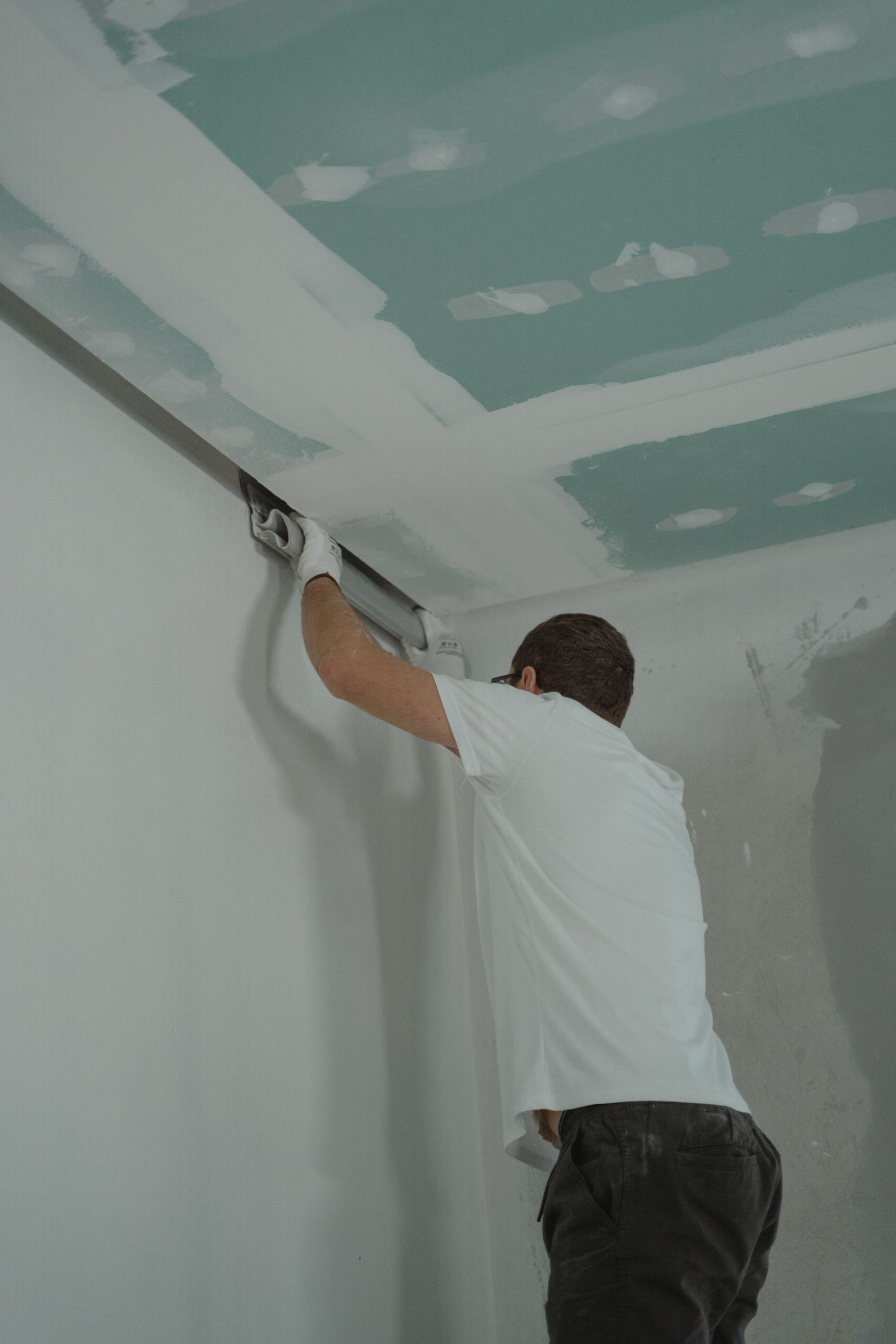 Drywall installation and interior surface preparation - illustrative stock photo