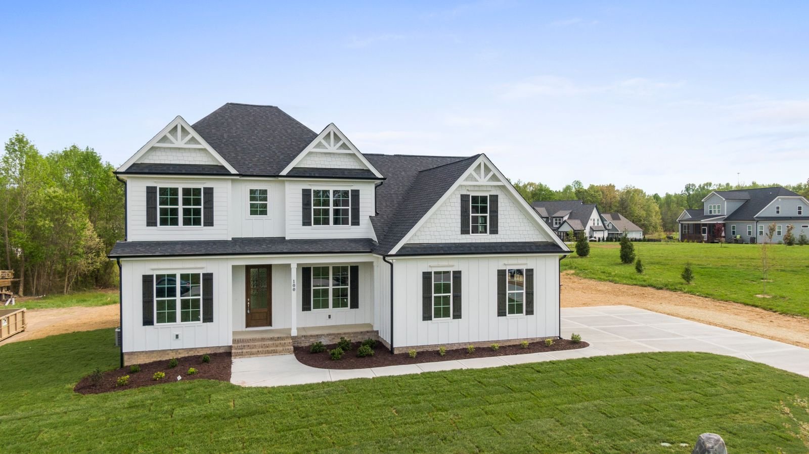 Aerial view of a two-story white house - illustrative stock photo